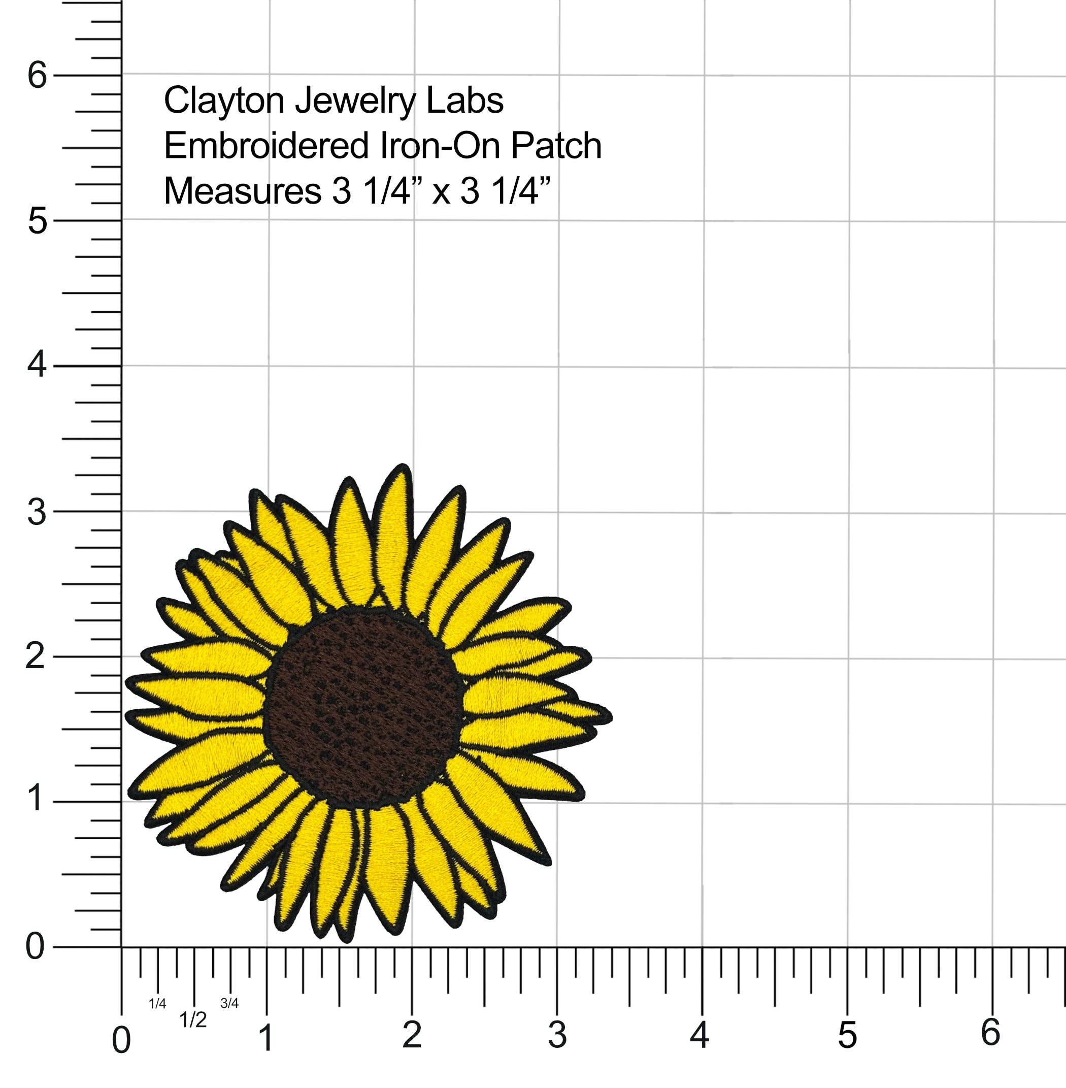 Clayton Jewelry Labs - Wholesale Patch - Sunflower Embroidered Iron-on Patch2