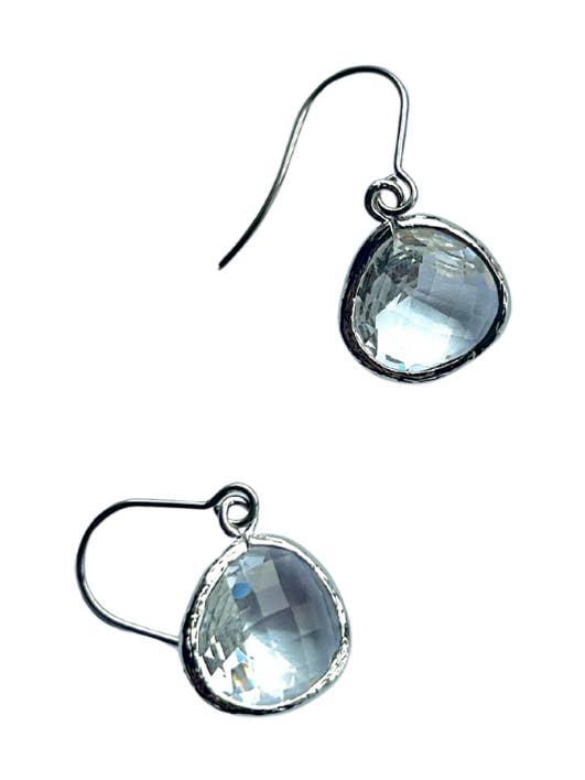 Crystal clear Silver gemstone drop elegant earrings for wholesale by Amber Leaf Jewellery