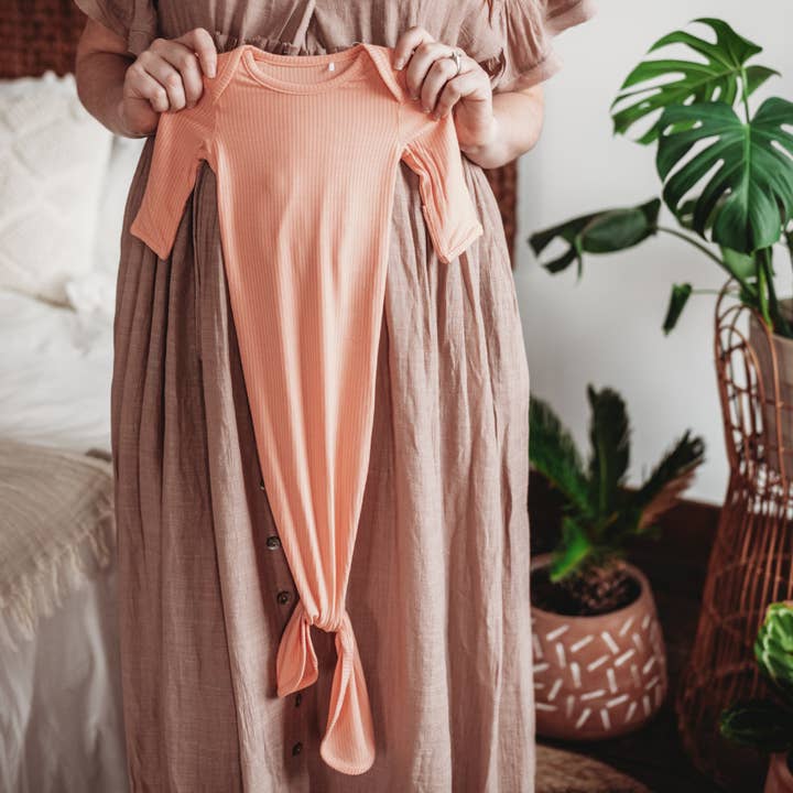 Blushing Pink Bamboo Baby Gown 2 Piece Set for wholesale on Faire11