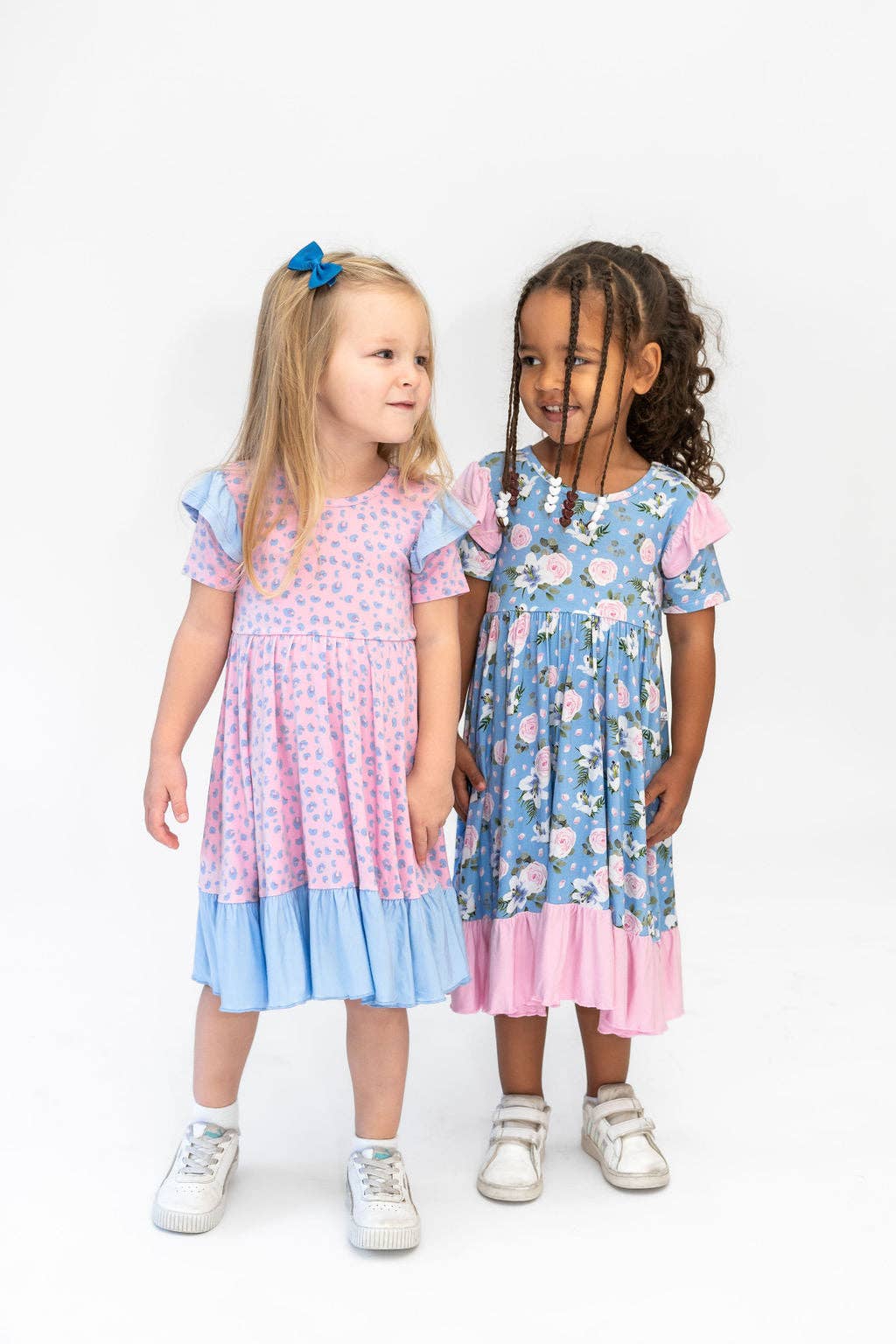 Laree + Co. - Wholesale Dress - Kids - Lillian Floral Bamboo Ruffle Spin Dress3