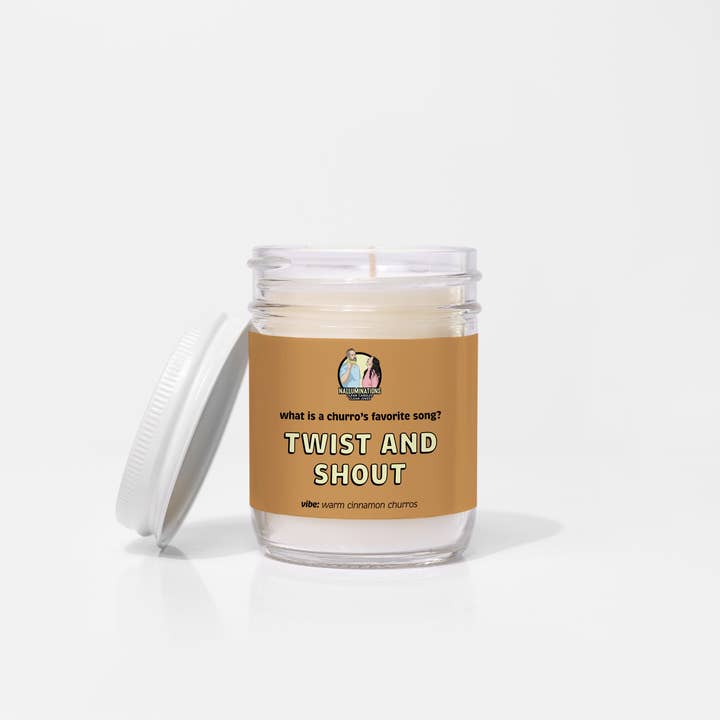 Nalluminations® - Clean Candles, Clean Jokes - Venta al por mayor Velas en tarros - Vela de Churros de Canela - "Twist and Shout"