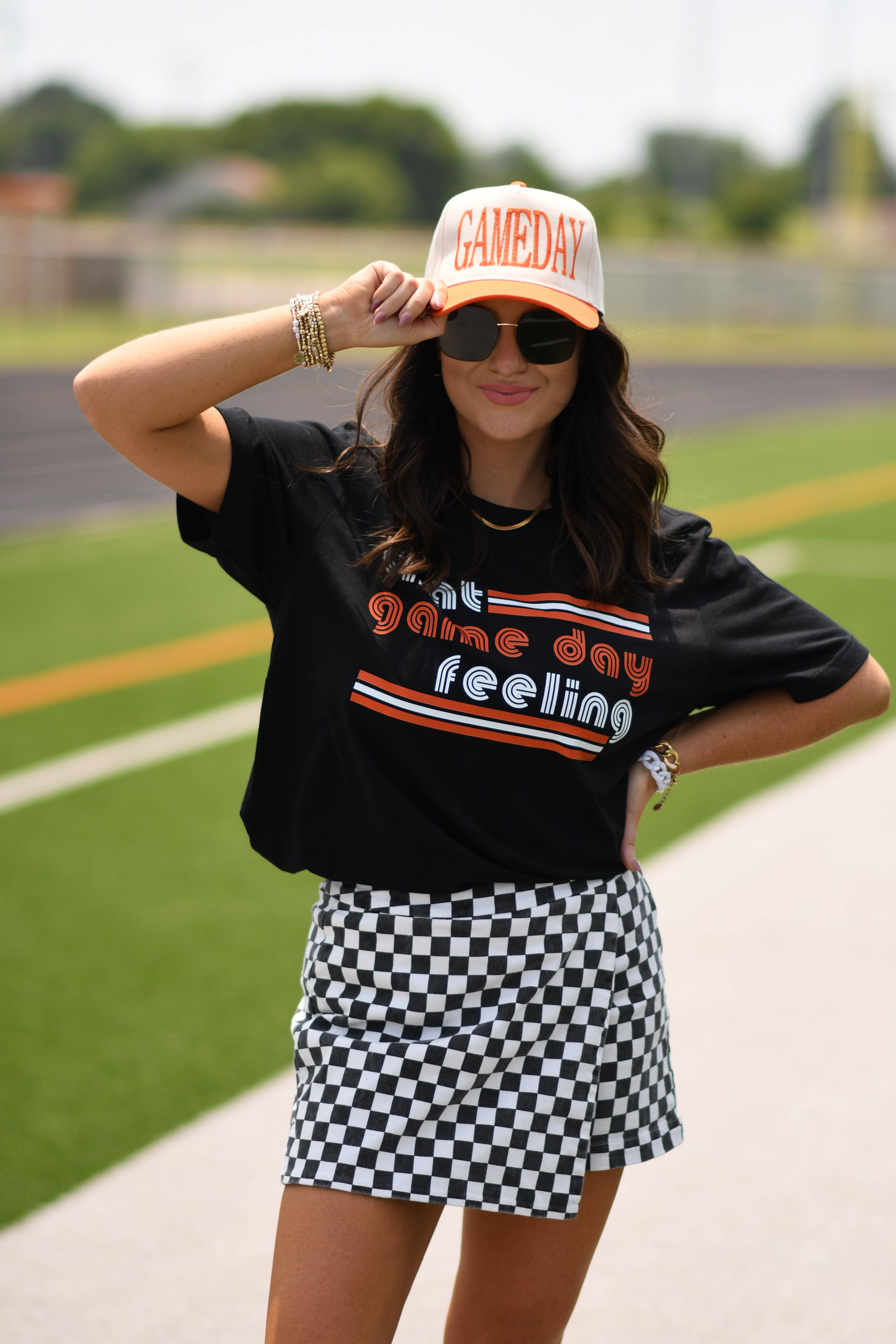 Black Orange That Game Day Feeling Tee for wholesale on Faire1