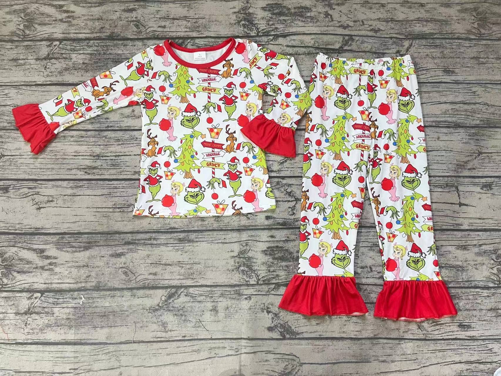 Aier Wholesale - Wholesale Top & Pant Set - Kids - Baby Girls Christmas Frog Pants Clothing Sets1