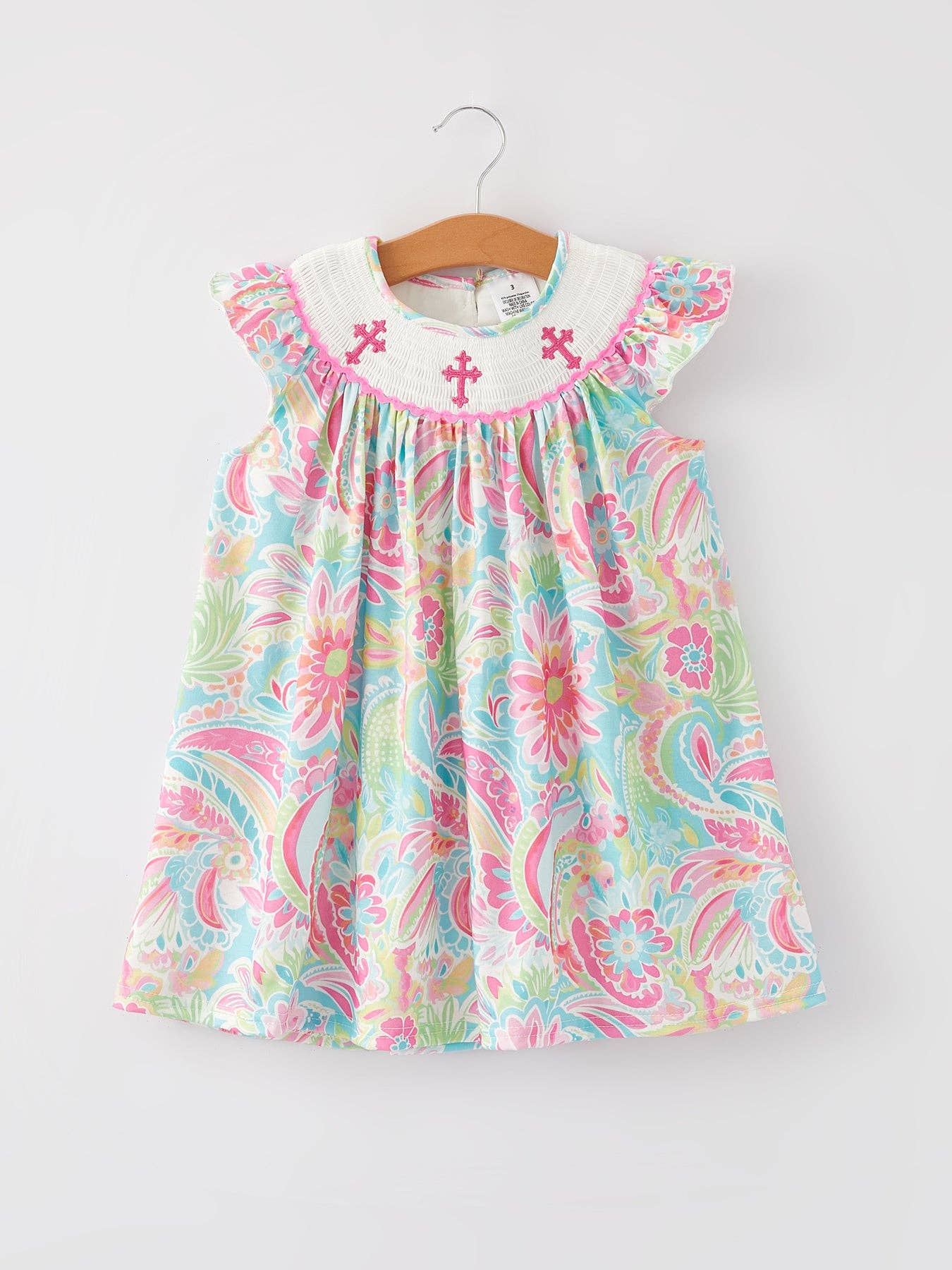 Rylee Faith Designs - Wholesale Dress - Baby - Easter Cross Smocking Embroidery Baby Girl Dress5