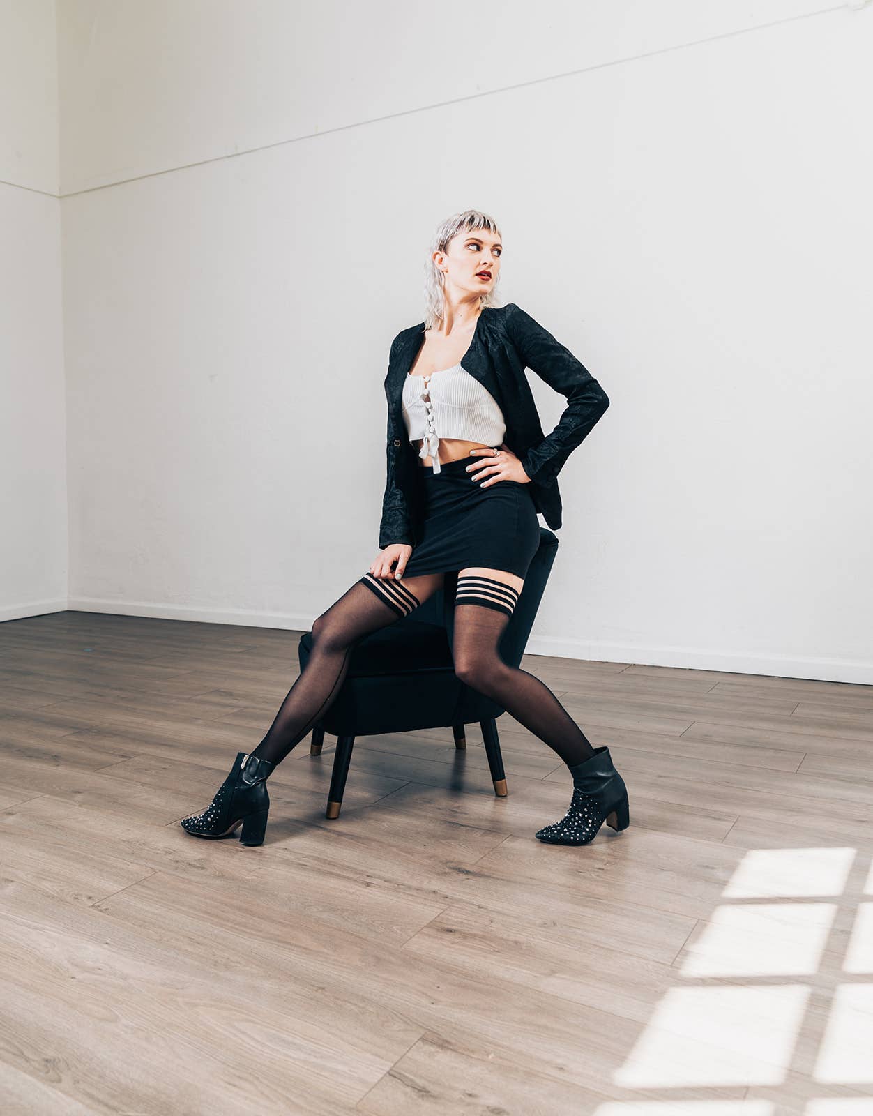 Kix'ies - Wholesale Stockings - Women's - Hosiery- Lois Sheer Black Back-Seam Thigh-Highs Stockings5