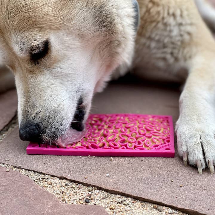 SodaPup Dog Toys - Wholesale Pet Food Mat - Dog - Flower Power Design eMat Enrichment Lick Mat - Pink