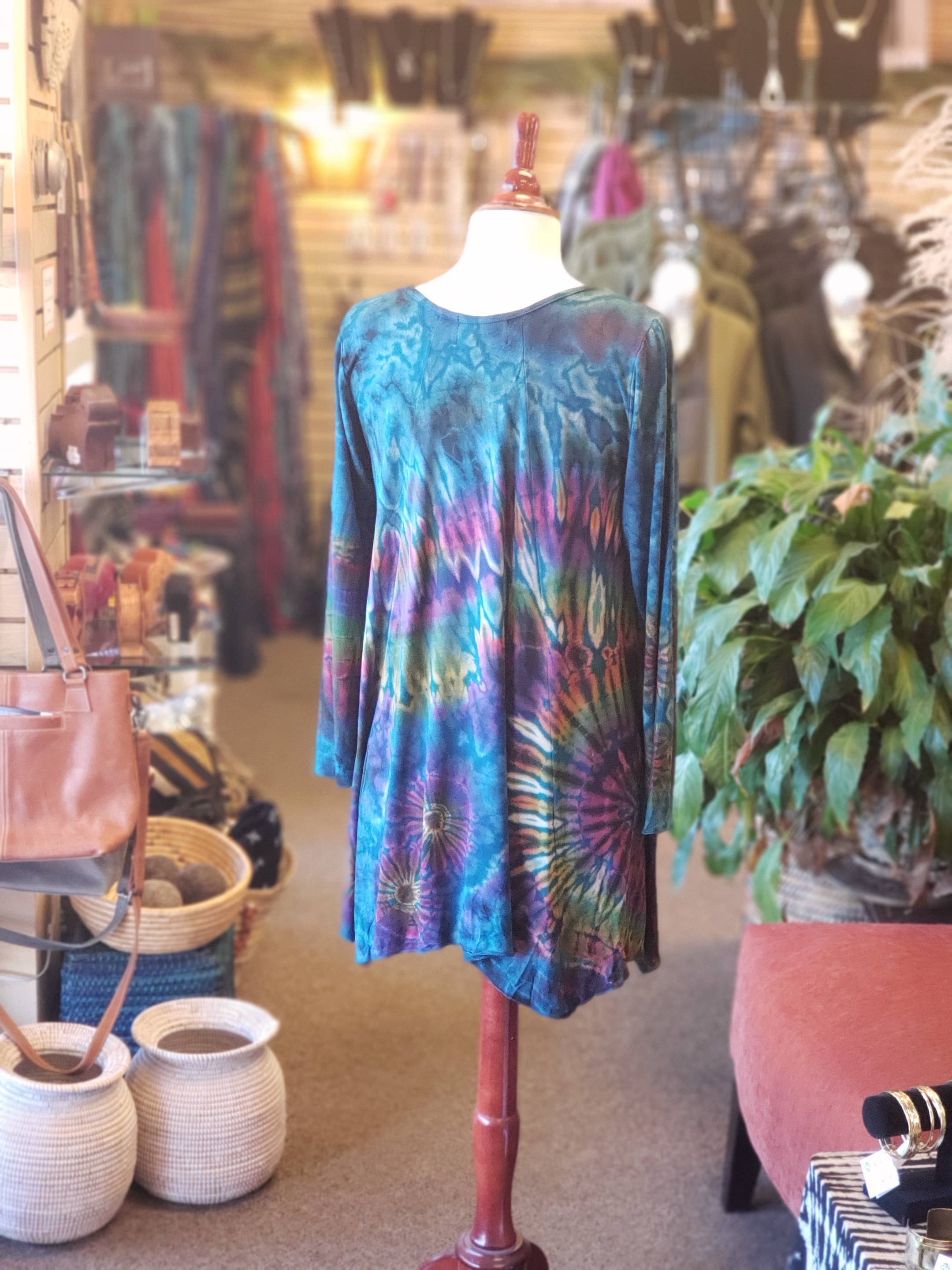 Zumi - Vendita all'ingrosso Tunica - Donna - Tunica a maniche lunghe tie dye verde acqua3