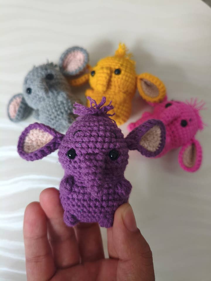 Handmade Crochet Elephant Keychain – Cute Animal Bag Charm, for wholesale by Emel Crochet