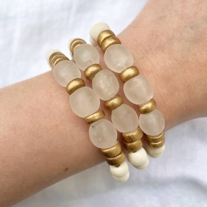 Forever Faye - Wholesale Beaded Bracelet - Salt Recycled Sea Glass Bracelet1