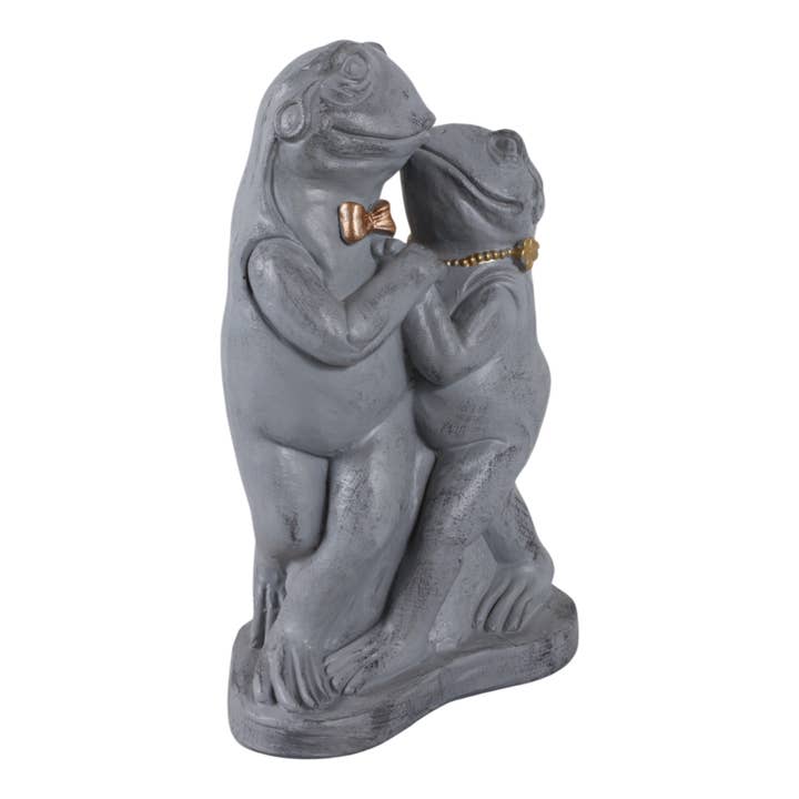 Sagebrook Home - Wholesale Versiering/decoratie voor buiten - Hars Dansend Kikkers Koppel Tuinbeeld - Grijs, 38 cm.4
