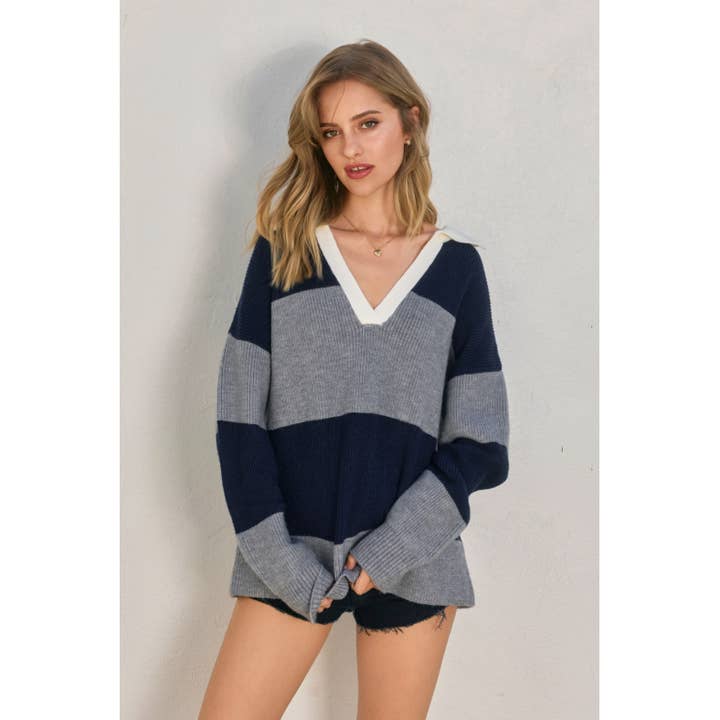 Maglione Polo a Collo Largo e Vestibilità Comoda (1) per la vendita all'ingrosso da parte di Dress Forum