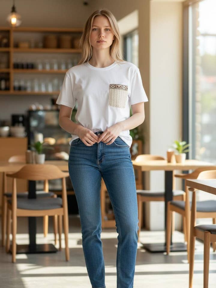 Camiseta gola redonda em algodão com bolso Art. 526 por atacado de Nota bene