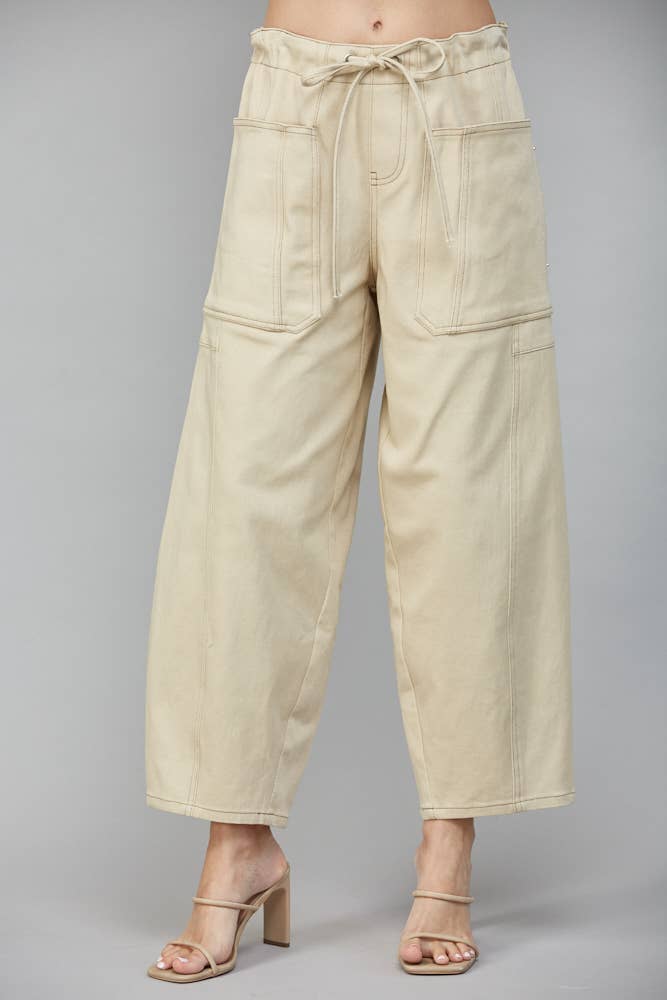 ECRU PANTALONI A BARILE DA INFILARE FP65059 in vendita all'ingrosso su Faire1