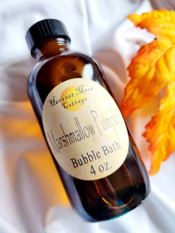 Marshmallow Pumpkin Bubble Bath for wholesale by Harvest Moon Cottage Bath and Body
