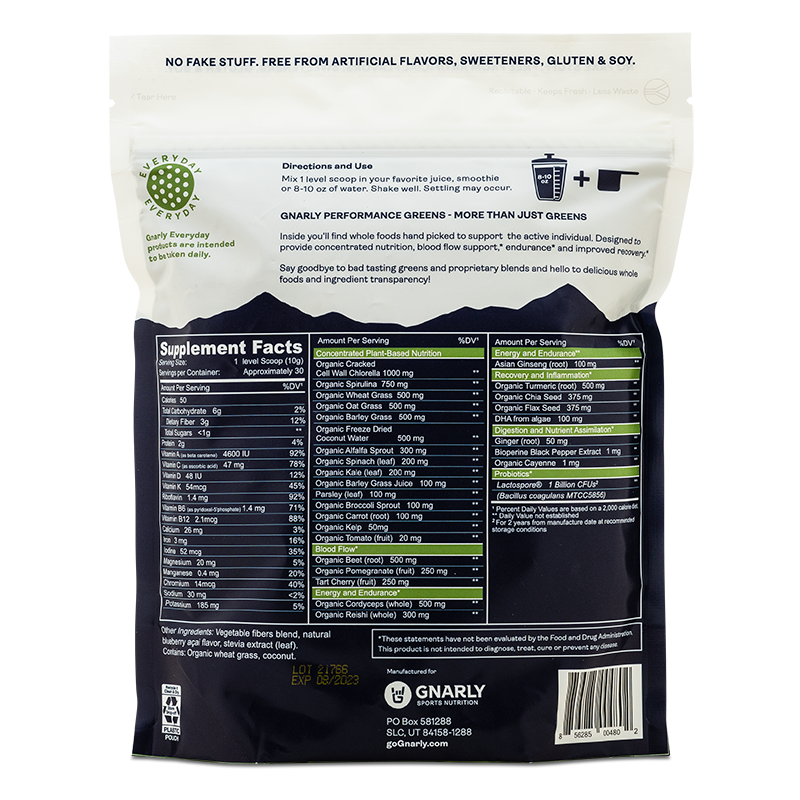 Gnarly Nutrition - Vendita all'ingrosso Proteine/superfood in polvere - Gnarly Performance Greens - Acai ai mirtilli1