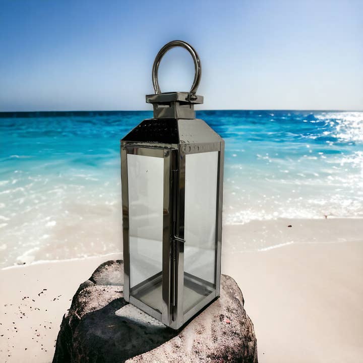 Wilco Home - Wholesale Lantern - Summer Garden Candle Lantern-Polished Nickel Finish 12