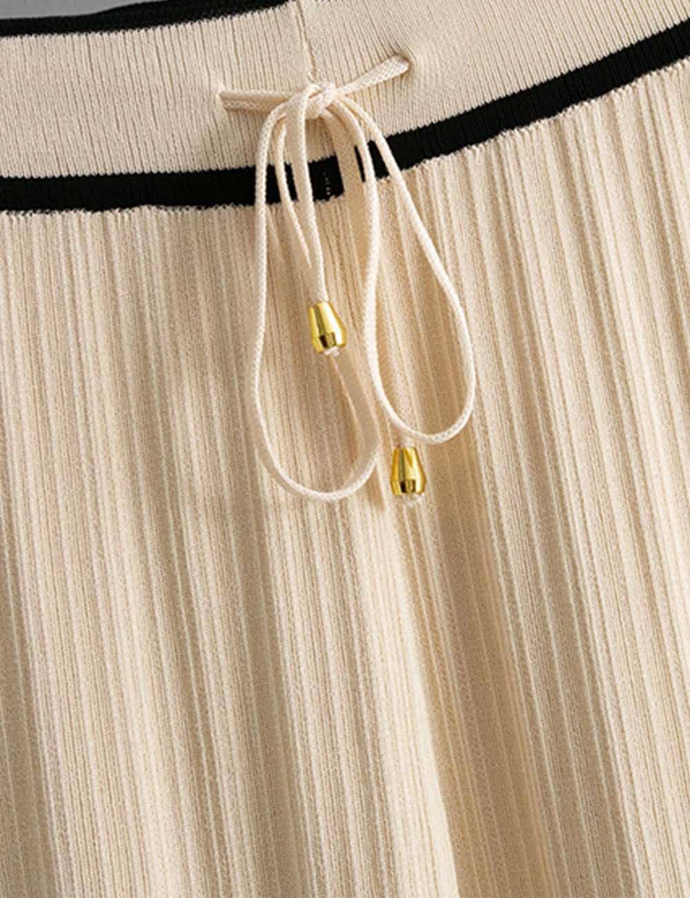 Sweetkama - Wholesale Lounge Set - Women's - Ladies Color Block Polo Collar Knit Top & Pants 2PCS Set7