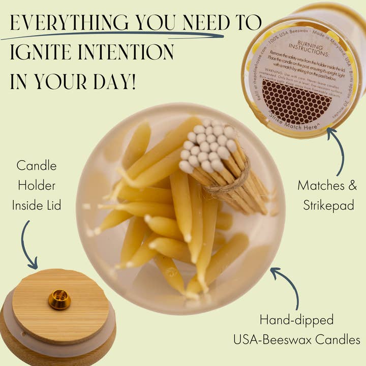 The Polite House - Wholesale Tapered Candle/Candlestick - 20 Minute Beeswax Candle Set: Mindful (Set of 20)2