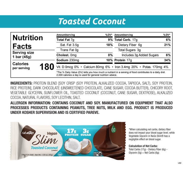 NuGo Nutrition - Wholesale Snack Bar - NuGo Slim Toasted Coconut Protein Bar