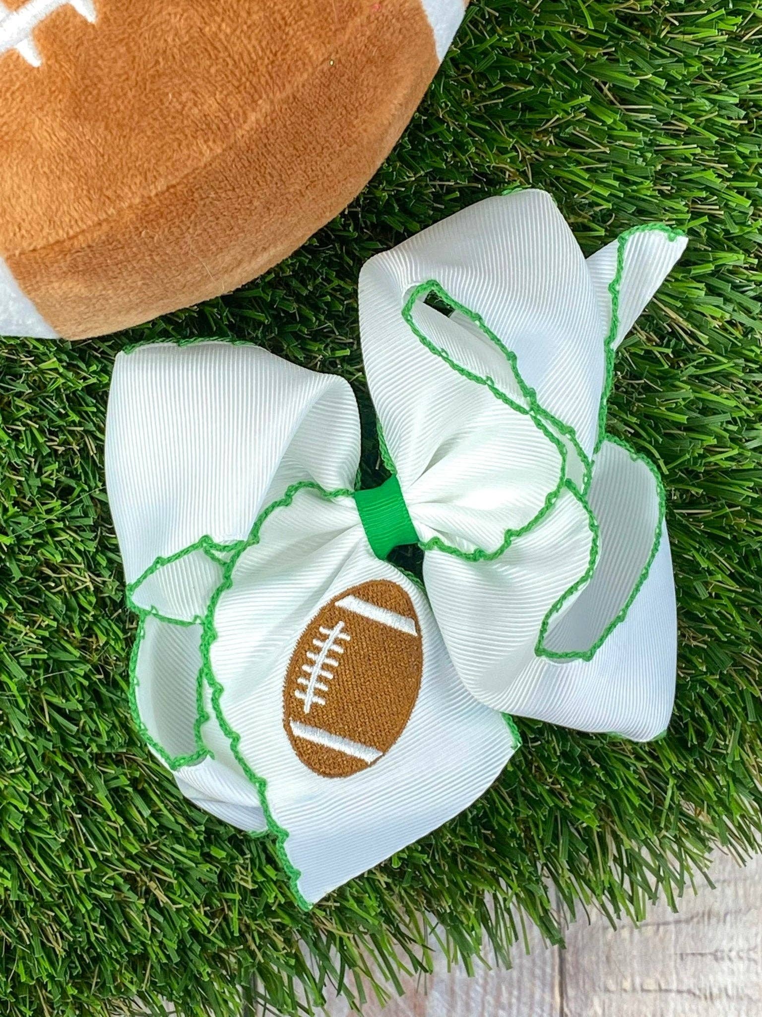 The Hair Bow Company - Wholesale Hair Bow - Kids - Football Embroidered Moonstitch Hair Bows5