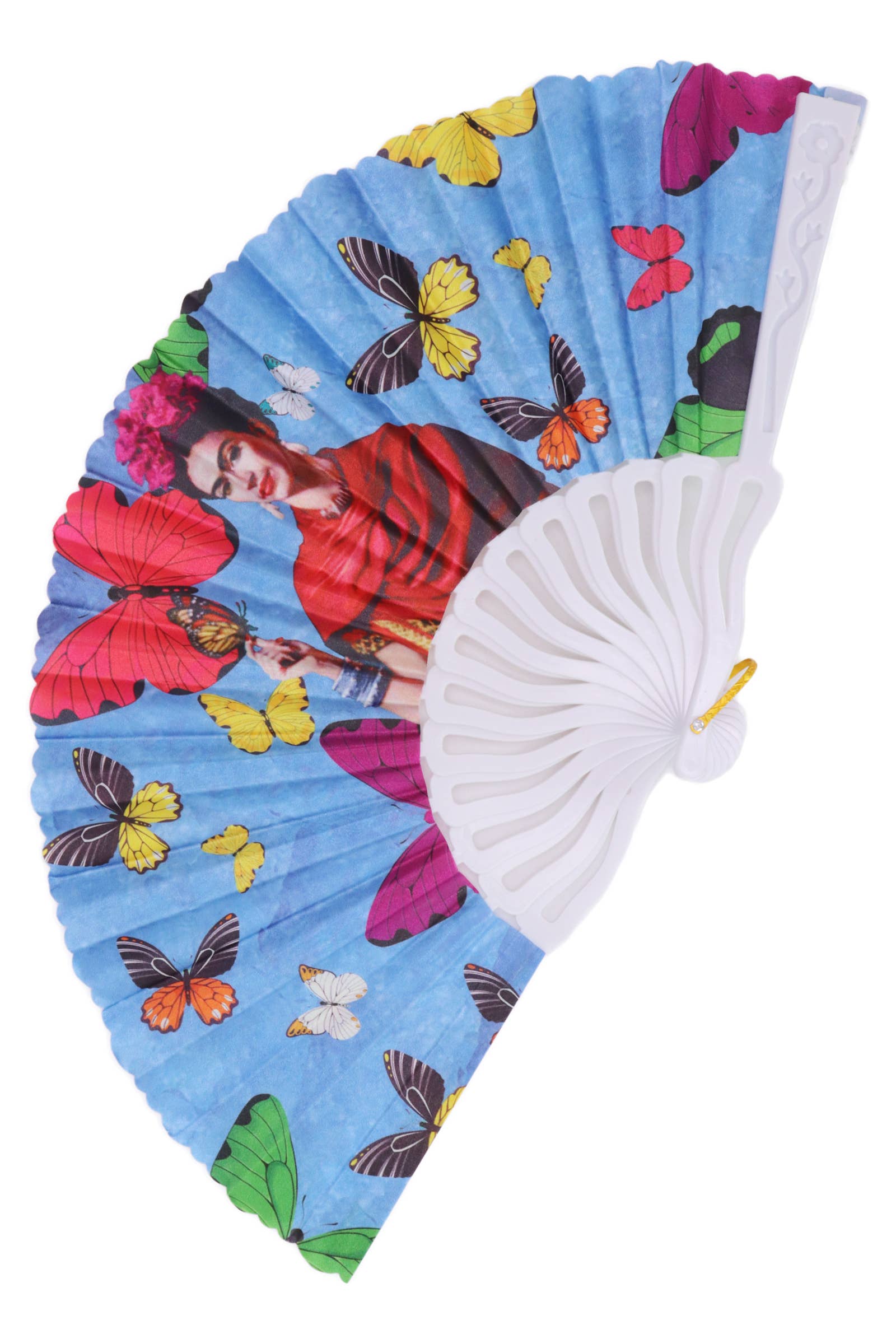 Cap Zone - Vente Éventail - Éventail pliant à main avec portrait inspiré de Frida Kahlo - lot de 128