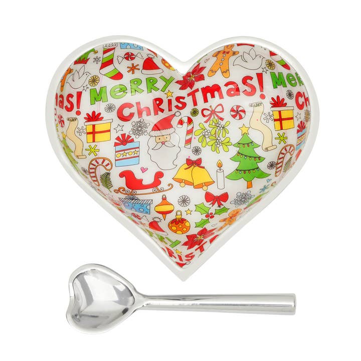 Inspired Generations - Vendita all'ingrosso Ciotole/Piatti decorativi - Cuore Happy Christmas con cucchiaio cuore0