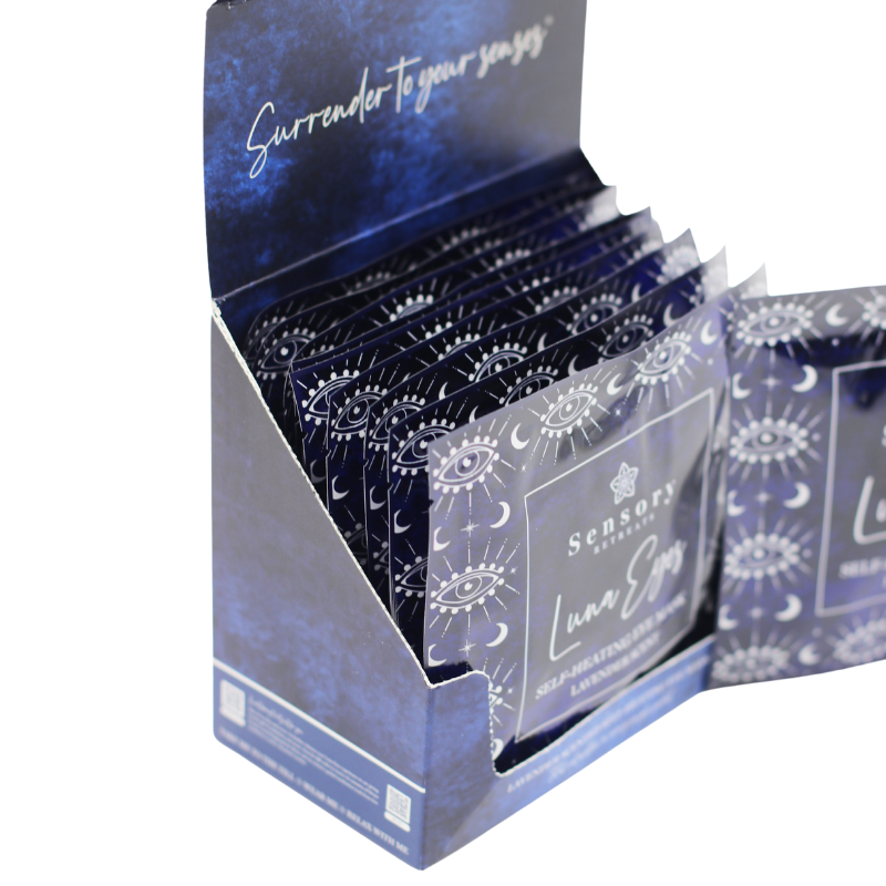 Sensory Retreats – wholesale Sleep/eye mask – Sensory Retreats Luna Eyes Retail Box containing 10 Masks2