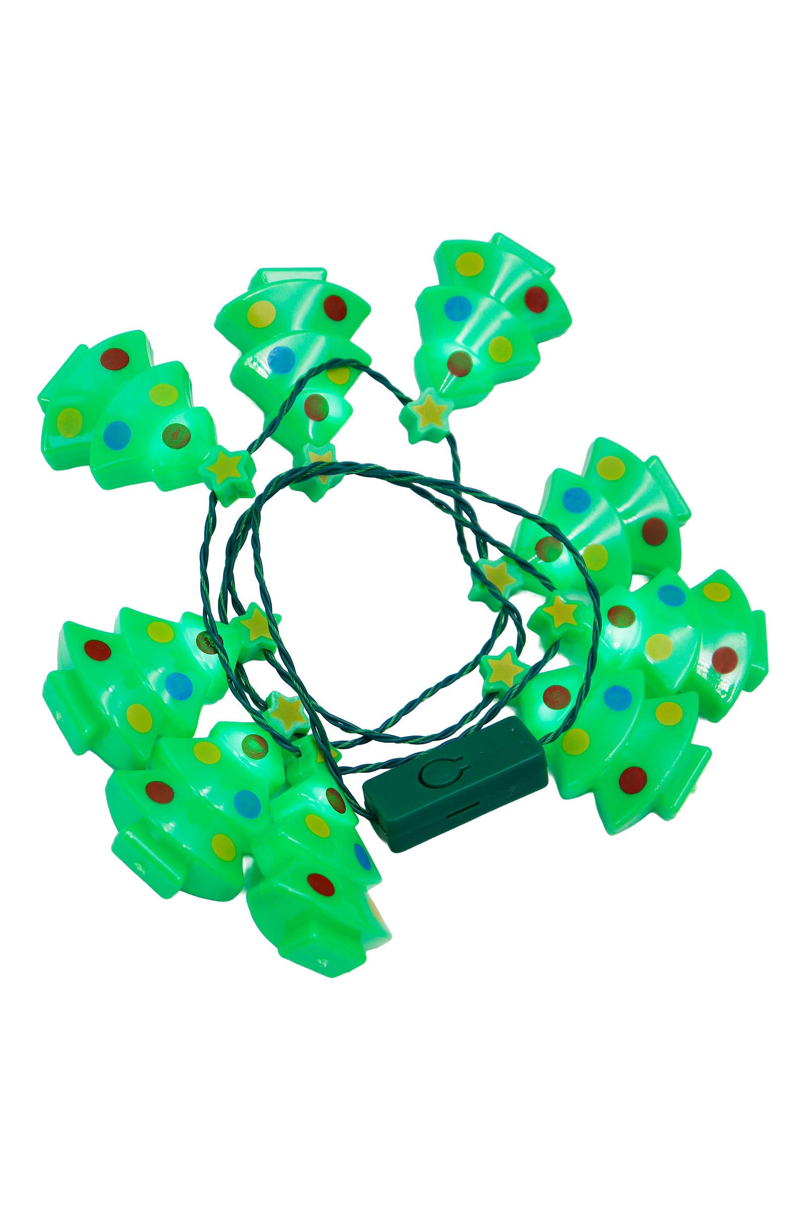 GREEN Christmas Tree Flashing String Led Light Necklace for wholesale on Faire2