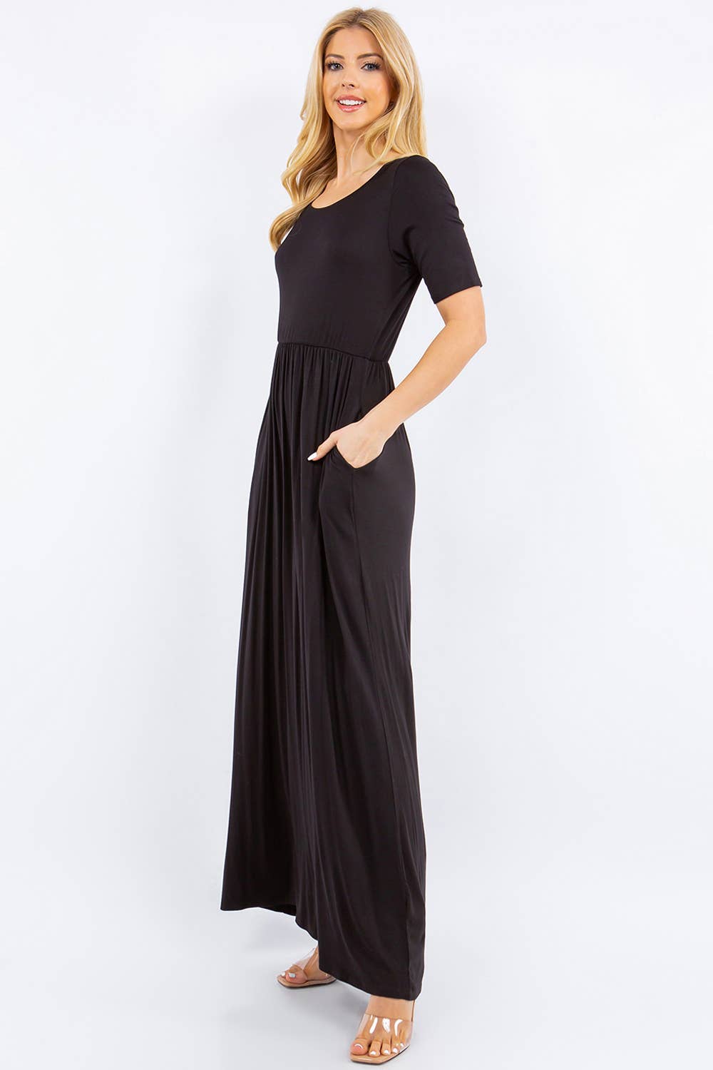 Celeste Clothing - Wholesale Dress - Women's - PLUS SIZE MODEST MAXI DRESS WITH POCKETS -CD23411T-PL16