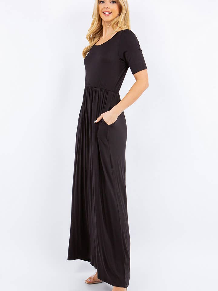 Celeste Clothing - Wholesale Dress - Women's - PLUS SIZE MODEST MAXI DRESS WITH POCKETS -CD23411T-PL16
