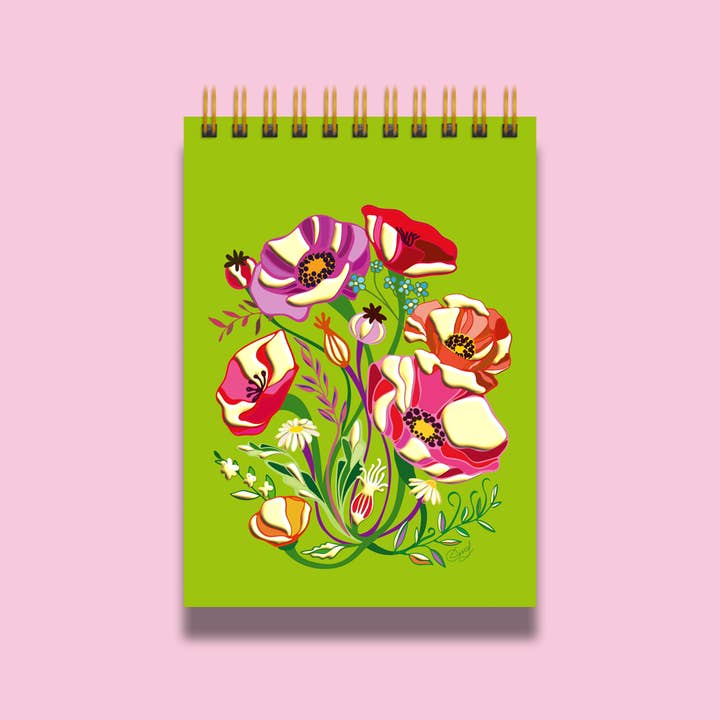 Goldfolien-Mohnblumen A6 Notizbuch für den Großhandel von Oditti