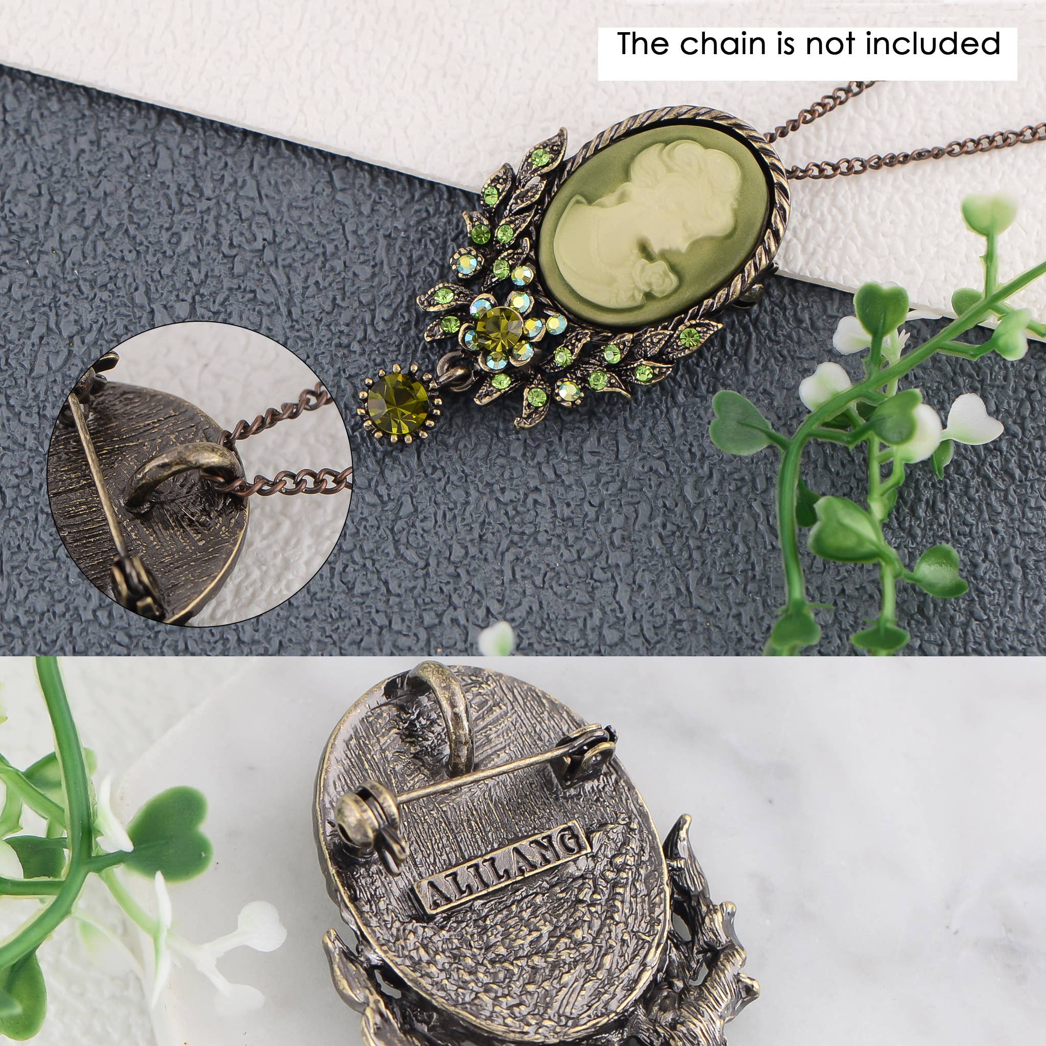 AK Brand - Wholesale Brooch - Vintage Victorian Cameo Brooch Maiden Flower Ribbon Bow56