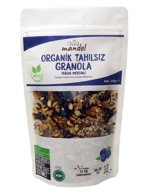 Mandel Organic Grain Free Blueberry Granola 250G for wholesale by Mandel