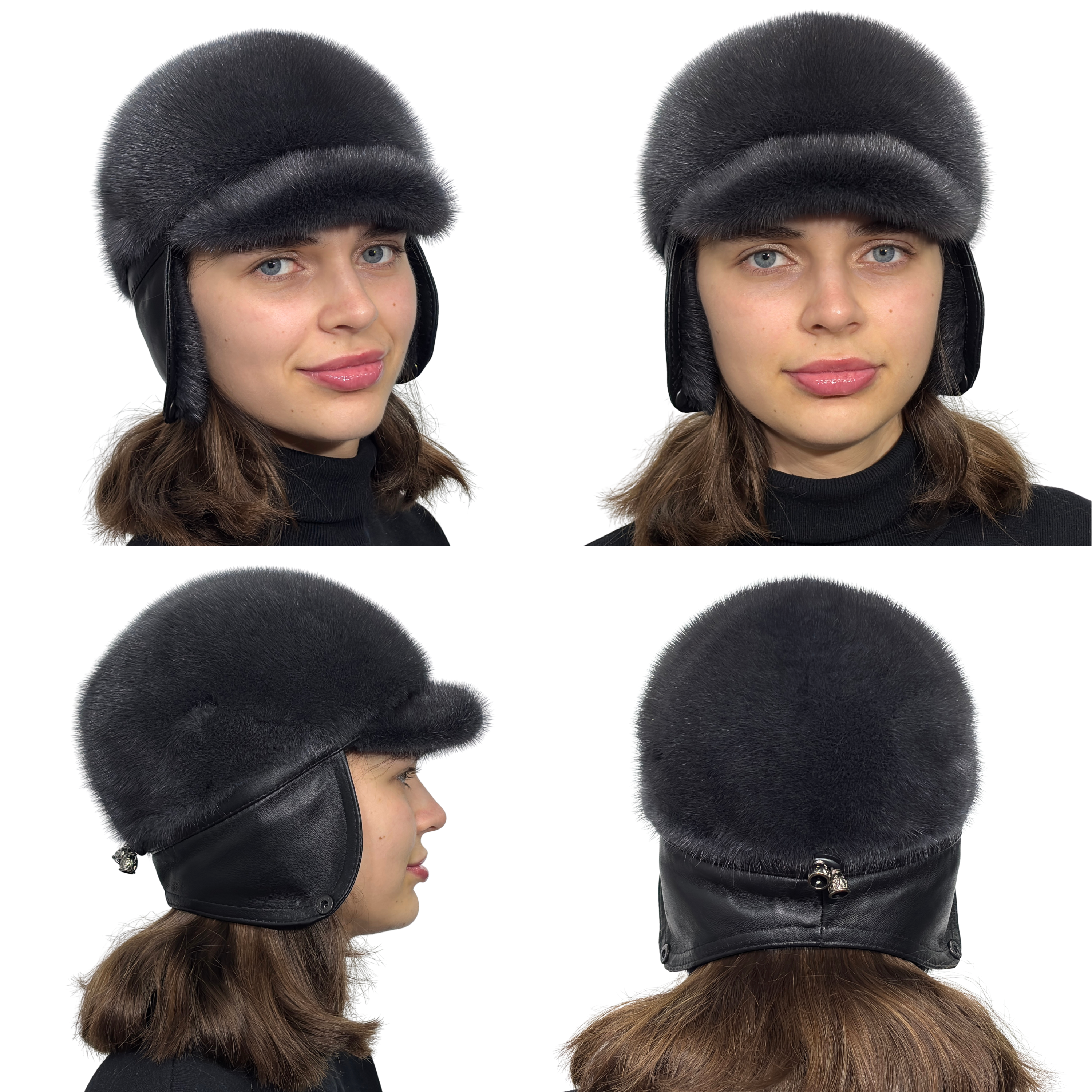 FurStyleUa - Vente Béret – femme - Chapeau en fourrure de vison pour femme, chapeau d'hiver en fourrure russe, véritable chapeau en fourrure.16