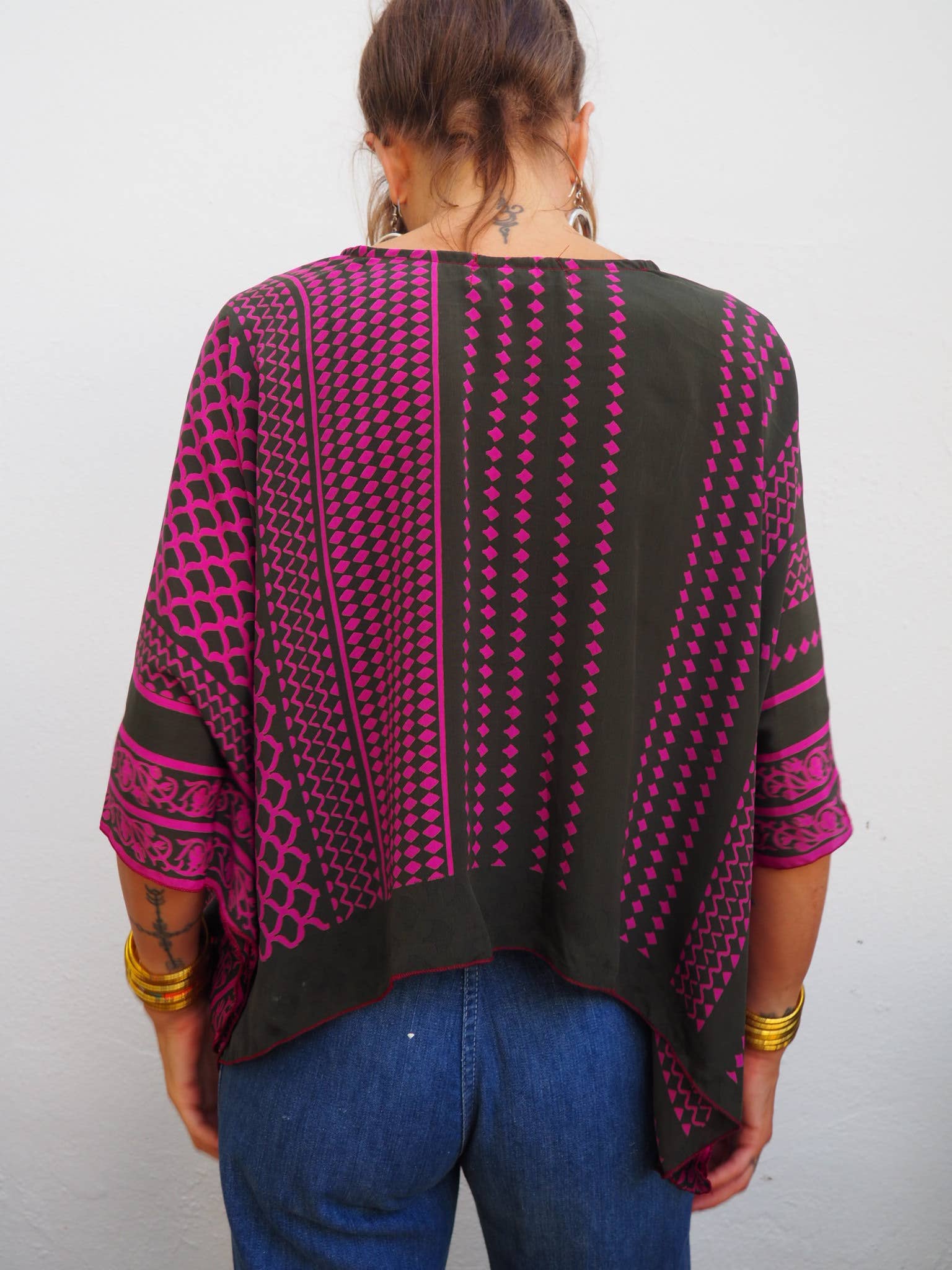 Vagabond Ibiza – Blusa - Mulher por atacado – Top cropped Kaftan Jade de mangas longas10