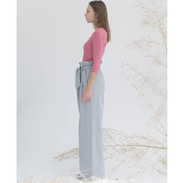 Denim trousers, grayish model, wide, palazzo style for wholesale by Miu Sutin