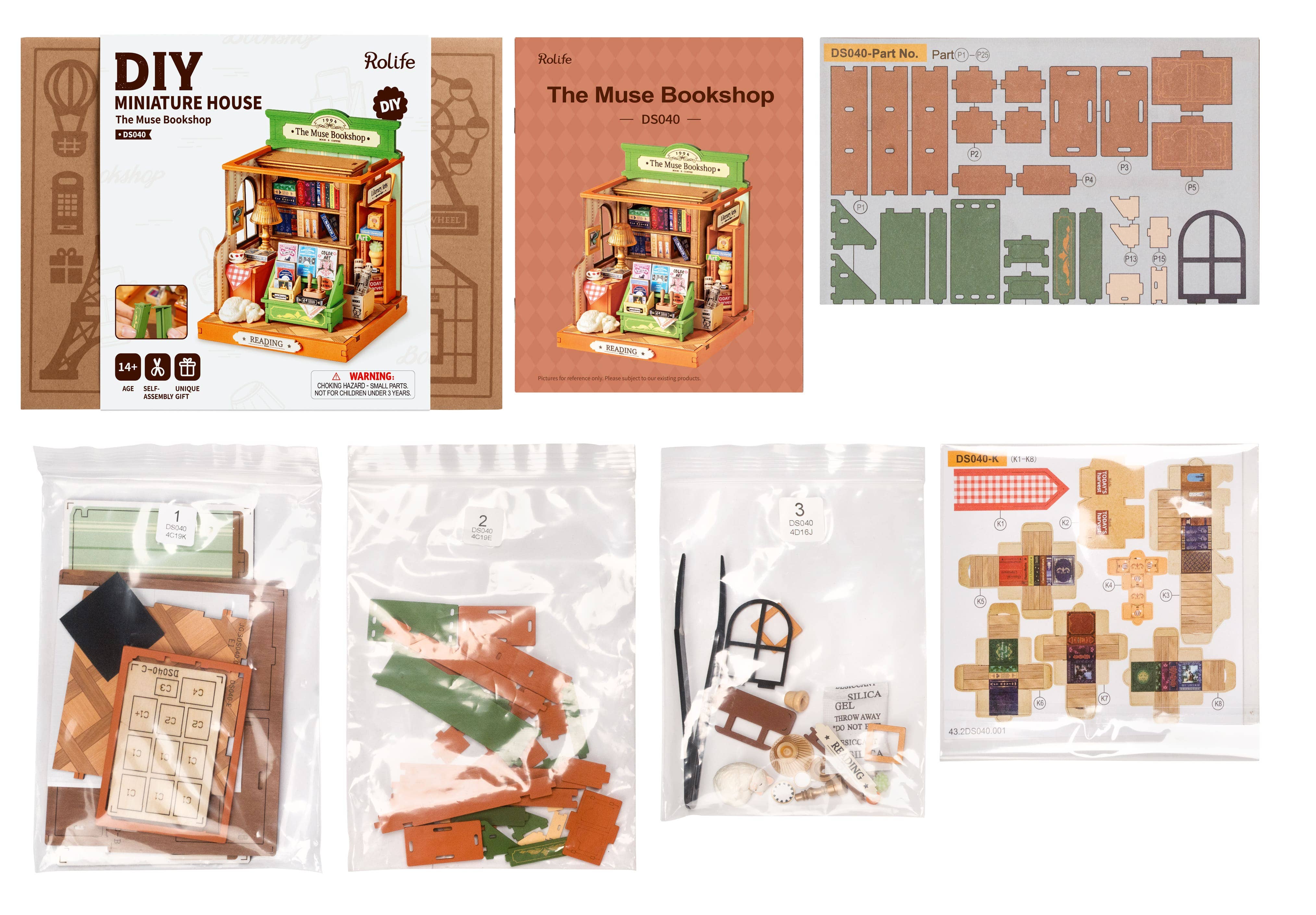 Hands Craft - Vente Kit de bricolage - Kit de maison miniature à faire soi-même : The Muse Bookshop3