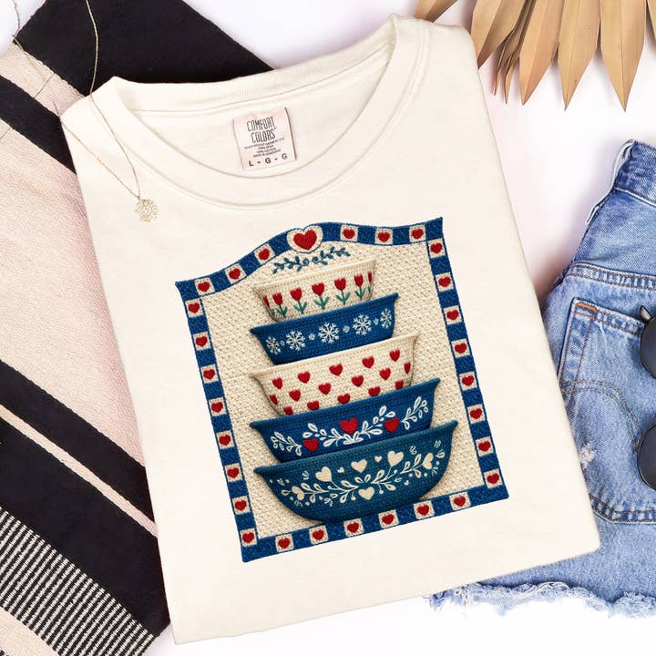 Pyrex Crochet Look Graphic Tee for wholesale by Haysville House