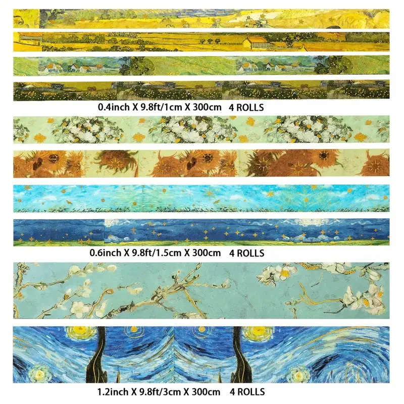 Magnifique Hearts - Wholesale Washi Tape - 10 Pc Van Gogh Washi Tape Set, Art Classic Journal Scrapbook1