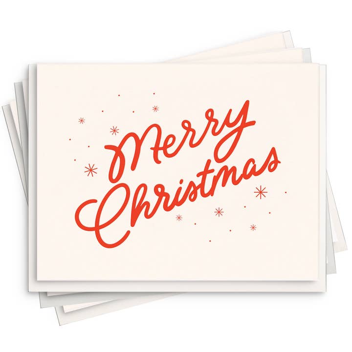 Merry Script, caja de tarjetas navideñas Letterpress para venta al por mayor de Dahlia Press