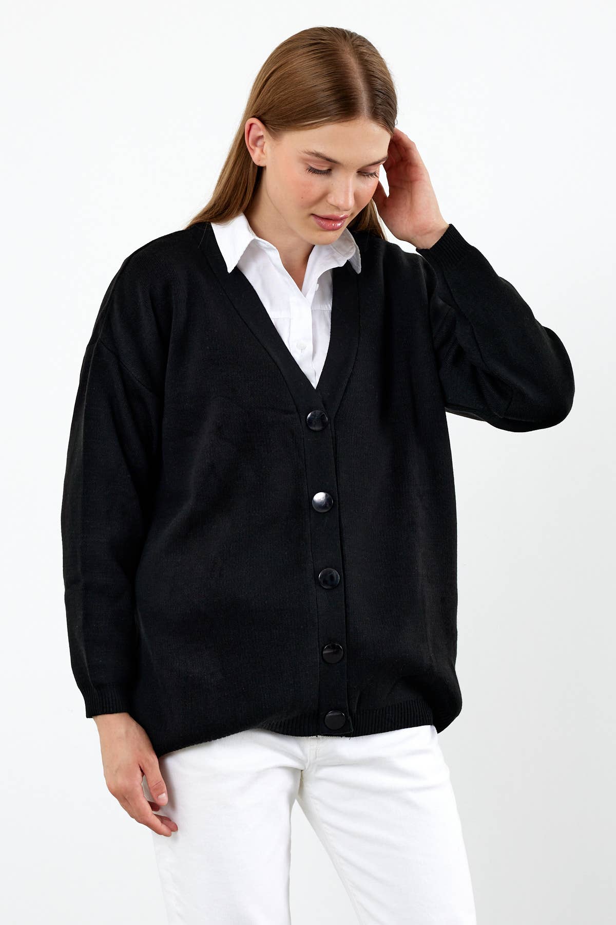 VAV NEW YORK - Wholesale Cardigan - Women's - Women's Solid Color Mid-Length Knit Cardigan Oversized Solid18