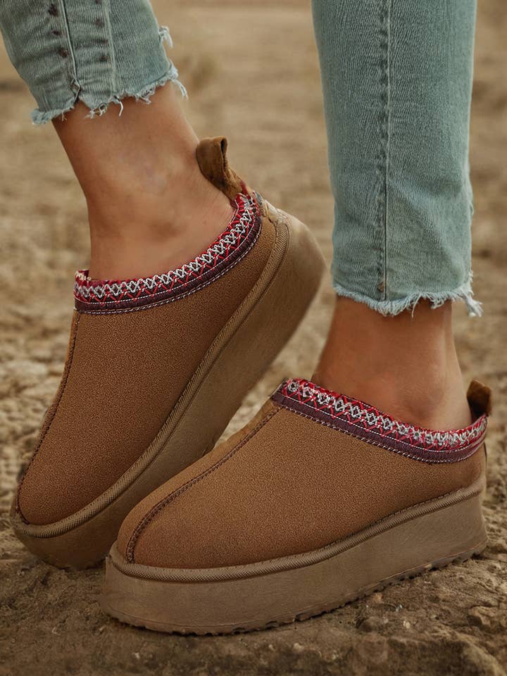 Fashion-W Contrast Print Suede Plush Lined Snow Boots and other Purchase Wholesale sherpa boots. Free Returns & Net 60 Terms on Faire trending on Faire.