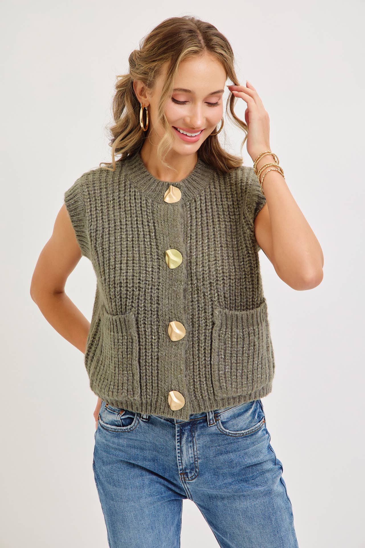 Sweet Lovely by Jen - Wholesale Knit Sweater - Women's - CHUNK SWEATER KNIT VEST 31