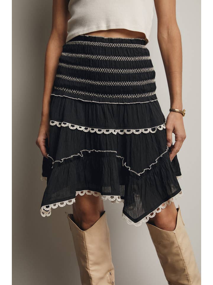 Forte - Wholesale Skirt - Women's - Smocked Ruffle Convertible Skirt/Top FSK00085