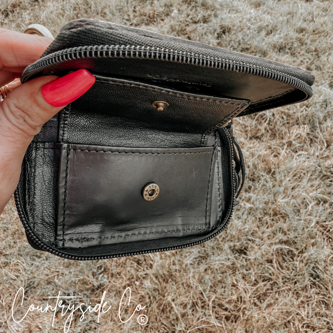 Texas Western Cowhide Bags and More - Wholesale Wallet - Women's - The Sidekick Checkered Mini Wallet Keychain3