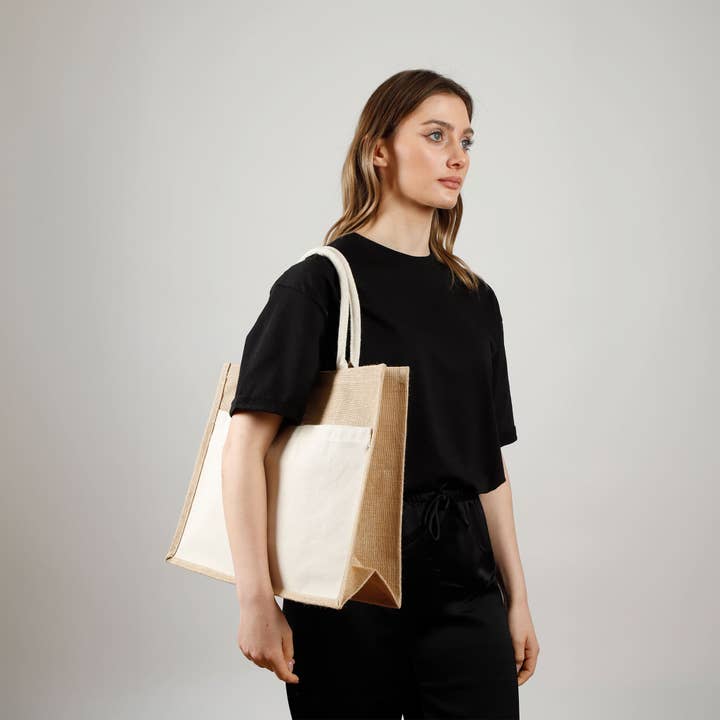 Natural TBF Printer's Favorite Jute Bag - TJ314 for wholesale on Faire1