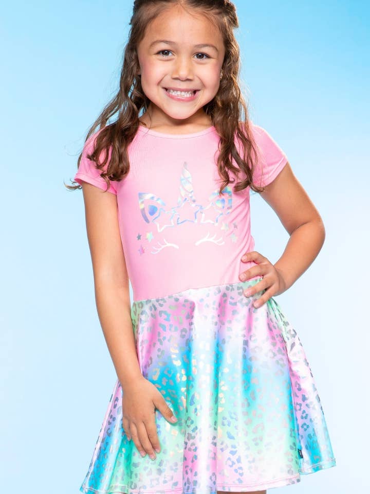 Foil Short Sleeve Skater Dress for wholesale by PixieLane