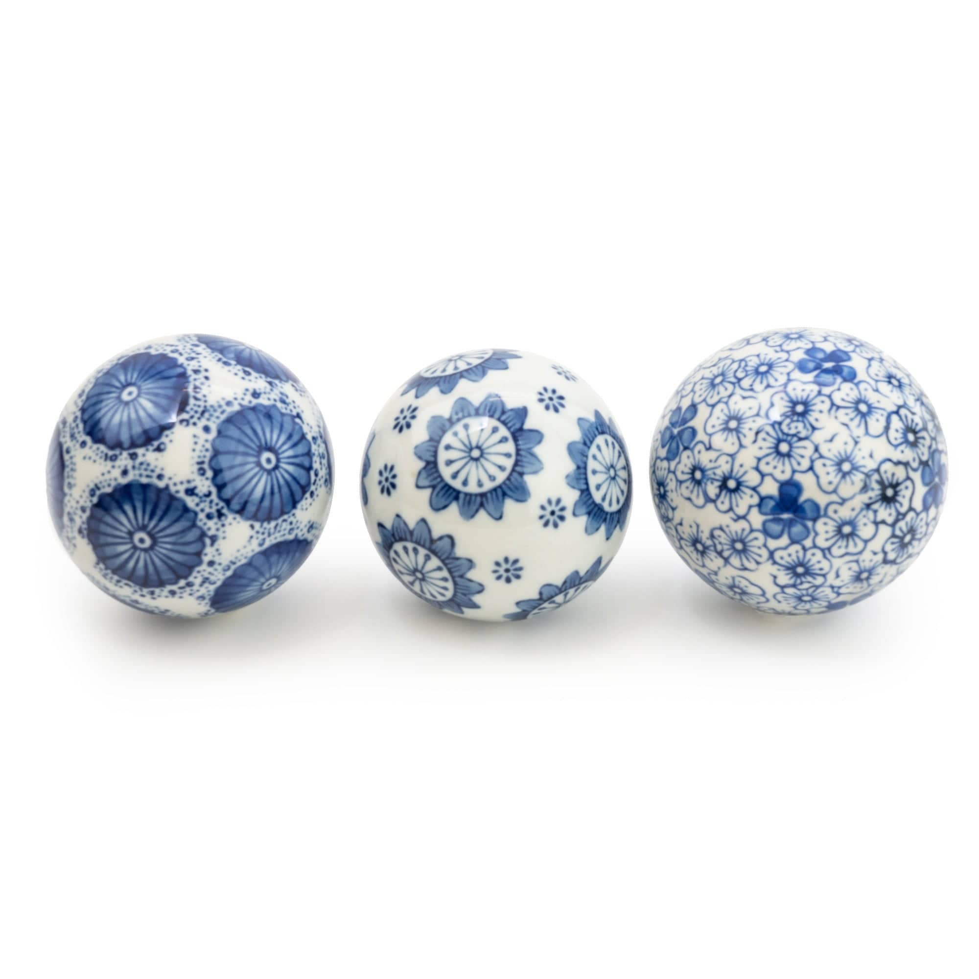 Candlelight Products Ltd – wholesale Decorative tabletop object – Sumatra Blue & White Assorted Small Decorative Ball 7cm 6PK1