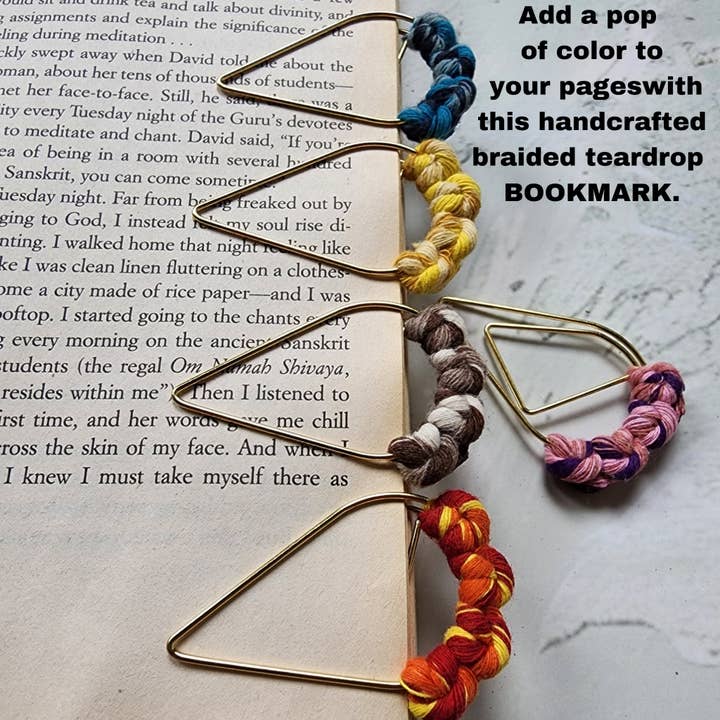 Handmade By Uruba – Engroshandel Bogmærke – Håndlavet flettet garnbogmærke | Farverigt geometrisk metal2