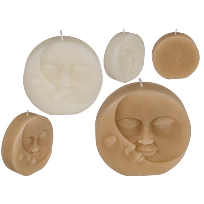 Candle, sun & moon, ca. 10 x 3 cm, for wholesale by Out of the blue KG